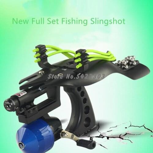 New High Velocity Hunting Fishing Slingbow Wrist Slingshot With Fishing Wheel Laser Slingshot Night Hunting Fishing Catapult