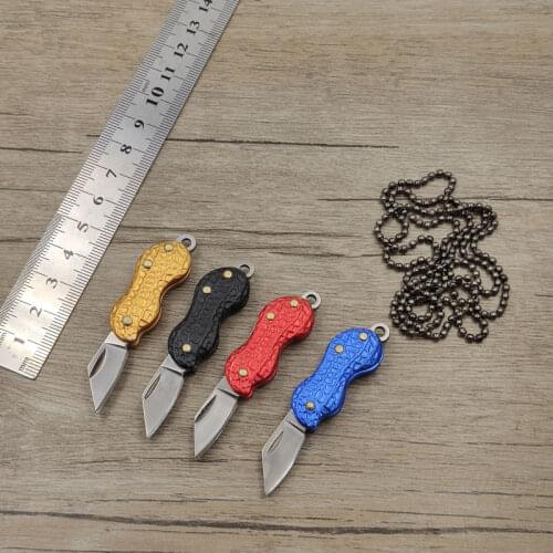 Dropship Mini Folding Knife Peanut shape Handle Pocket Knife 440C Stainless Steel Hanging Knives Necklace Knife EDC Tool