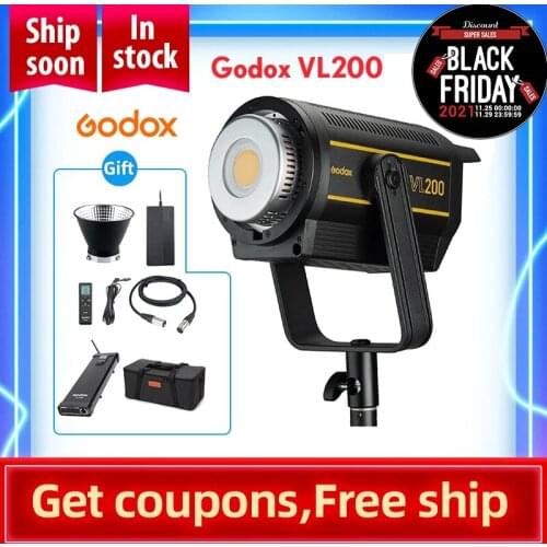 Godox VL200 VL-200 200W 5600K White Version LED Video Light Continuous Output Bowens Mount Studio Light App Support