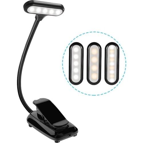 Led Book Light Mini Clip-On Flexible Bright Rechargeable Lamp Book Reading Lamp For Travel Bedroom Book Reader Student Gifts