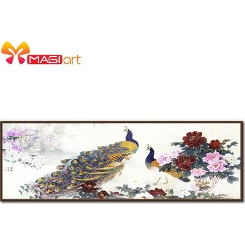 Cross stitch kits Embroidery needlework sets 11CT water soluble canvas patterns 14CT Chinese Style The Peaflow-NCMA036