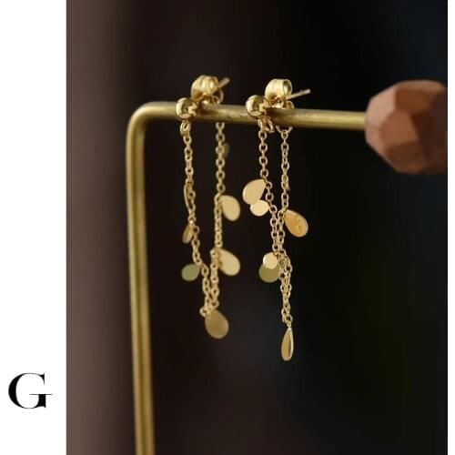 GHIDBK 2020 Fashion Stainless Steel Layering Waterdrop Long Stud Earrings for Women Dainty Street Style Tassel Earring Jewelry