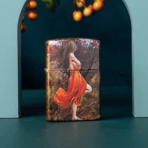 Zorro Keroseneretro Antique Grinding Wheel Van Gogh Apricot Sunflower Creative Old Wheel Five Side Color Printing Lighter