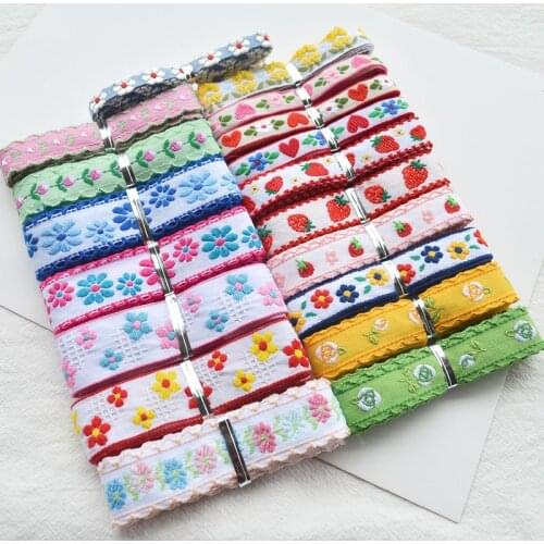 1 meter Flower Embroidery Jacquard Lace Ribbon Diy Craft Gift Packaging hair accessories Sewing Decor Materials