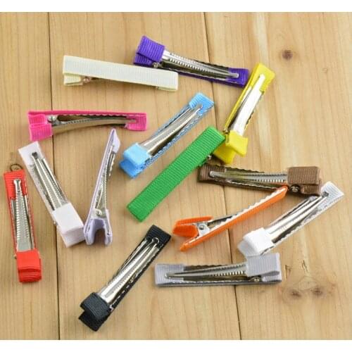 100PCS DIY hair Accessory clips girl Ribbon Hair Bows Clip Ribbon Lined Alligator Hair Clips FJ3209