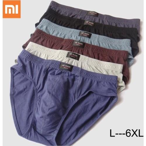 4pcs/Lot Xiaomi Mijia 100% Cotton Mens Briefs Mens Breathable Panties Male Solid Color Plus Size Men Sexy Triangle Underwear
