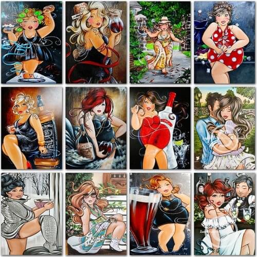 5D DIY Diamond Painting Cartoon Fat girl Ladies home decor cute Full Square&Round Diamond embroidery Cross stitch Diamond mosaic