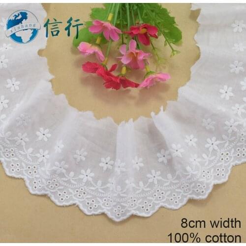 8cm wide 100% Cotton embroid lace sewing ribbon guipure trim wedding decoration DIY dolls colthes Accessories lace #4153