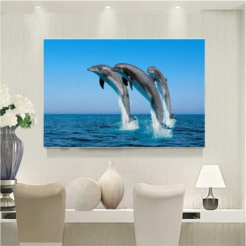 Old Street Home Diamond Mosaic crystal dolphin in the sea Needlework Diamond Embroidery Home Decor Painting Handicraft