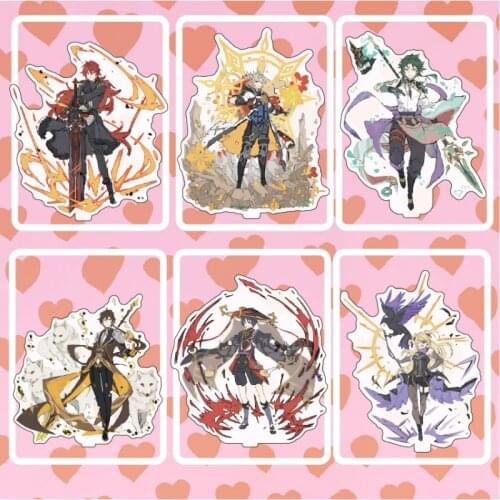 Anime Genshin Impact Xinyan Razor Klee Zhongli Hu Tao Tartaglia Xiao Acrylic Stand Figure Model Plate Desktop Toy Ornaments