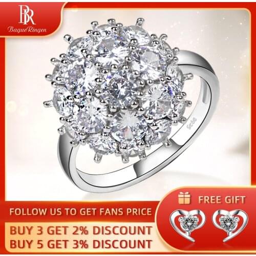 Bague Ringen Gorgeous Silver 925 Ring Fine Jewelry for Women Charm AAA Zircon Wedding Female Full Gemstones Flower Elegant Gift