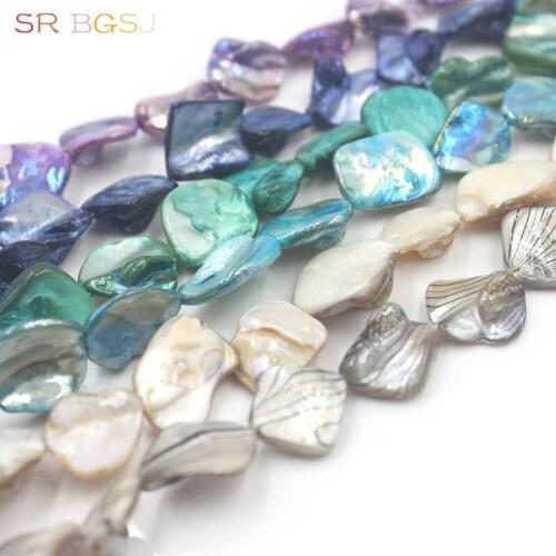 Free Shipping 2 Strands 15-20mm Jewelry Making Freeform MOP Loose Shell Beads Strand 15"