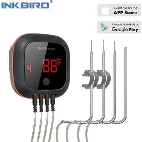 Inkbird Wireless Meat Food Steak Thermometer IBT-4XS Magnetic Rotation Reading With 4 Probes For Household Oven Grill BBQ Smoker
