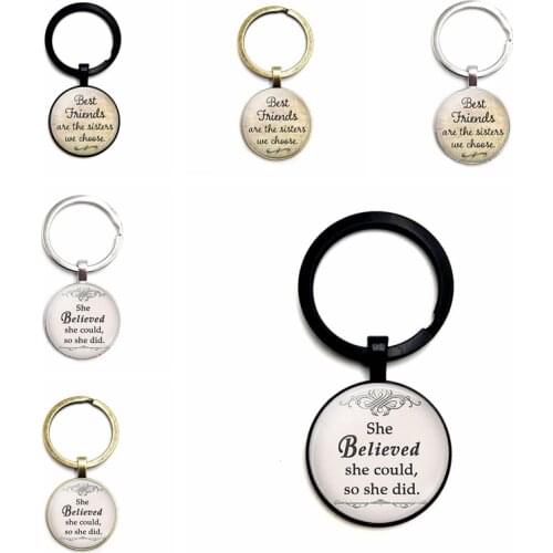 Bible Verses Quote Key Chain Christian Gift Glass Cabochon Pendant Key Ring Personality Charm Jewelry Gift