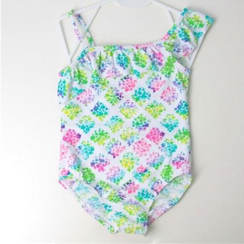 4-7 Years Kids One Piece Swimwear Baby Girls Swimsuit with Flowers Pattern Children Bathing Wear Sandy Beach Suit