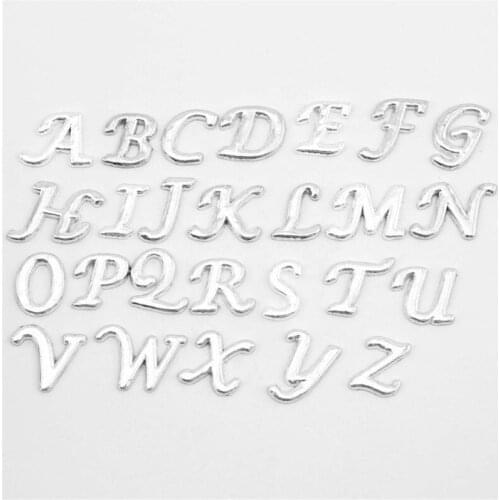 Hot selling 260pcs/lot silver color A-Z alphabet floating charms ,letter floating charms for glass locket