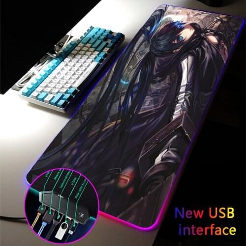 MRGLZY 300*800CM RGB Gaming Large Size USB Hub Games Hot Anime Girl Mouse Pad LED 4-Port Mousepad Computer PC Mouse Mat for Csgo