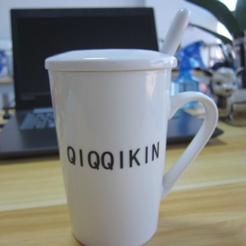 QIQQIKIN Coffee cups, Minimalist Style cups with Lid & Spoon for Office and Home