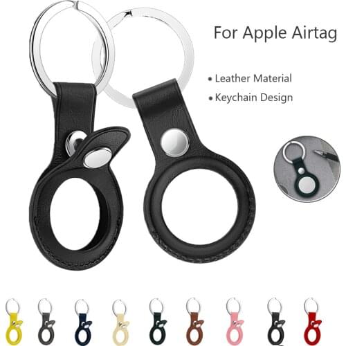Leather Protective Sleeve For Apple Airtags Anti-lost Keychain For AirTag Location Tracker Buckle Cover Anti-fall Case with ring