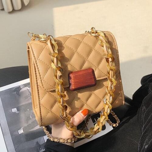 Lattice Square Crossbody bag 2020 Fashion New High quality PU Leather Womens Designer Handbag Chain Shoulder Messenger Bag