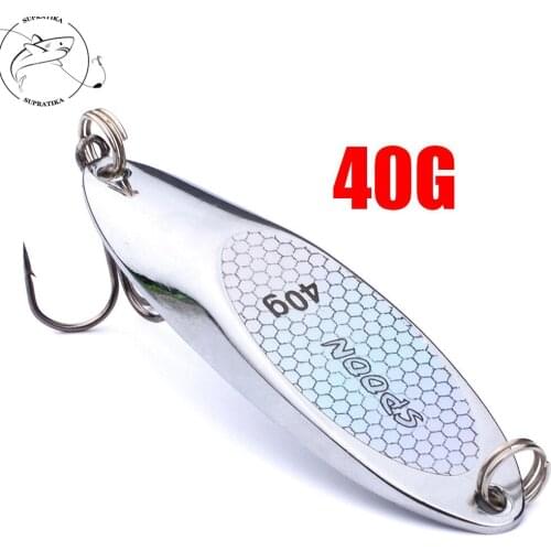 40g Metal Bait Spoon Fishing Lure Artificial Bass Sequin Spinner Wire Bait Paillette Treble Hooks Sinking Sea Fishing Lure Pesca