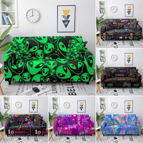Cartoon Hippie Sofa Covers for Living Room Sectional Corner Sofa Cover Elastic Slipcover Couch Cover Funda Sofa Armchair Cover