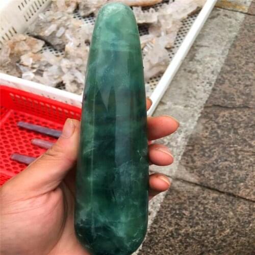 New natural crystal stick, green fluorite massage stick decoration