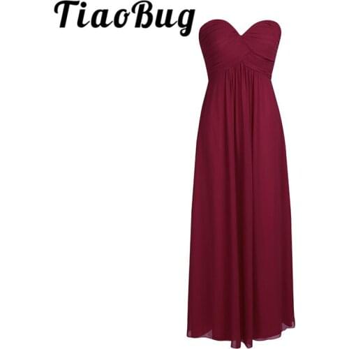 TiaoBug New Arrival Elegant White Women Ladies Chiffon Bridesmaid Dress Long Prom Gown Party Princess Floor Length Summer Dress