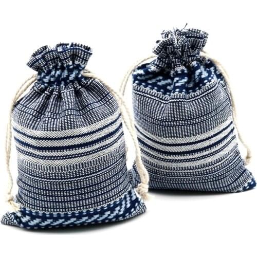 Wholesale 50pcs Dark Blue Strings Cotton Bags Drawstrings Jewelry Pouches Strings Bags 10x14cm for Gift Jewelry Packing Pouch