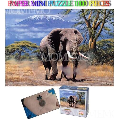 Amboseli Elephant 1000 Pieces Jigsaw Puzzle Mini 1000 Pieces Paper Puzzle Adults Animal Puzzles Toys Teens Kids Education Gifts