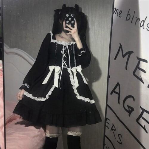 Japanese Style Sweet Bow Lolita Jsk Girls Princess Doll Dress Medieval Retro Maid Cosplay Halloween Carnival Women Party Costume