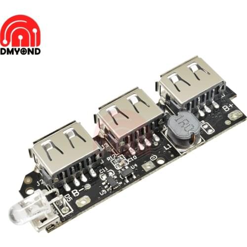 DC 5V 1A 1.5A 2.1A 3 USB Power Bank Charger Circuit Boost Board Step Up Power Module + 5S 18650 Li-ion Case Shell Powerbank