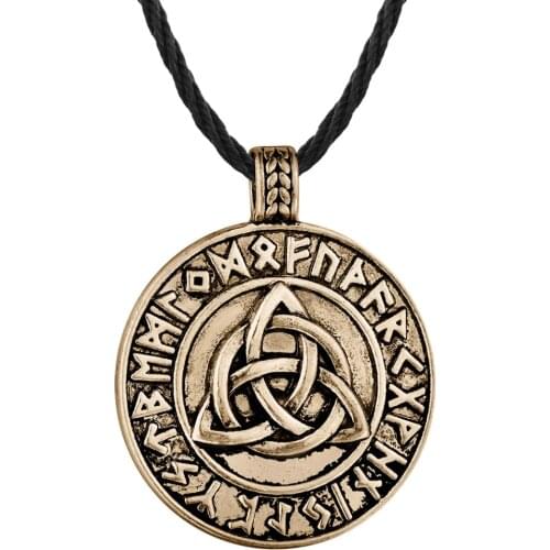 QIAMNI Punk Slavic Trinitarian Trinity Triquetra Knot Friendship Pendant Necklace Men Amulet Nordic Viking Jewelry Birthday Gift