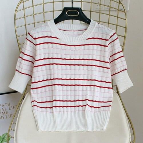 OUMENGKA O-Neck Short Sleeve Shirt Women Ribbed Sexy Cropped Tops 2021 Summer Stripe Casual Skinny Slim Basic T Shirts White