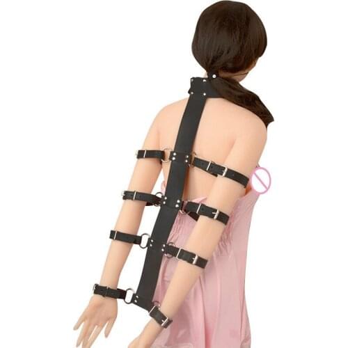 Sex Leather Bondage Handcuffs Collar Restraint Straps,Bdsm games Belt,Hand Behind Back bondage,sex Adult Exotic toys for women