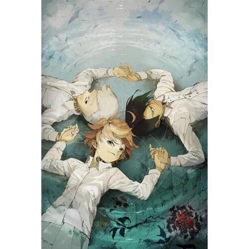 Anime The Promised Neverland Yakusoku no Neverland Norman Emma Ray Art print Silk poster Home Wall Decor