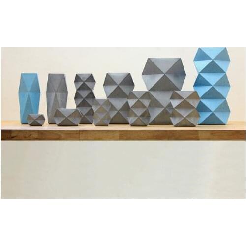 Silicone Concrete Cement 3D vase mold Geometric desk decoration pen holder flower planter new design vase silicone mold