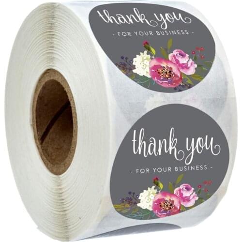 Thank You for your business Sticker Seal Labels Round Multi Color Flower Design 500 Labels Sticker Per Roll for Cute Stickers