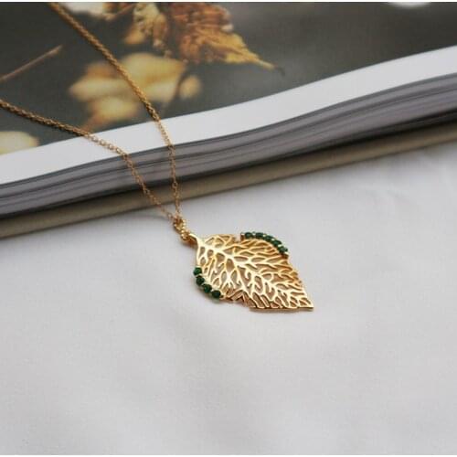 Amaiyllis 925 Sterling Silver Gold Leaves Clavicle Necklace Pendants Personality Fashion Gold Leaf Necklace For Female Jewellry