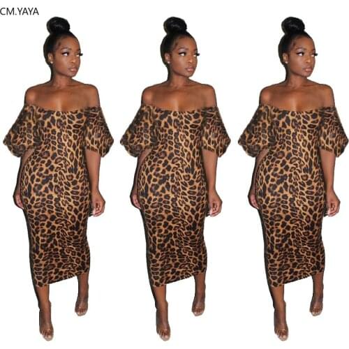 2020 Women Summer Midi Dress Sexy Short Sleeve Leopard Print Bandage Party Night Club Casual Elegant Dresses Vestido GL638