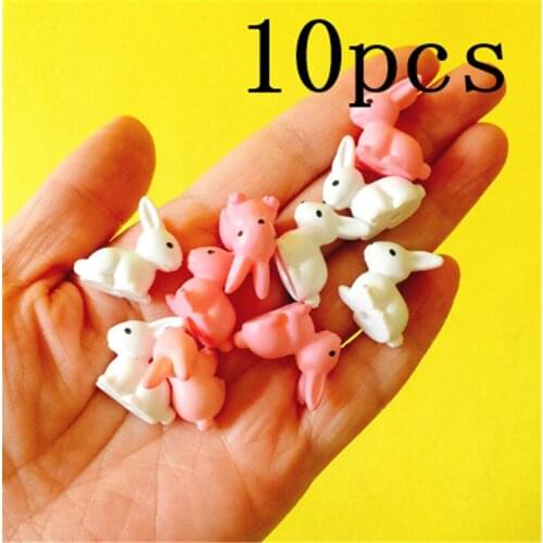 10 Pcs Kawaii Resin Rabbit Pig Duck Micro Landscaping Miniatures Lovely Mini Figurines DIY Dollhouse Home Decoration Crafts