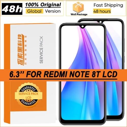 100% Original 6.3" IPS Display with frame for XiaoMi Redmi Note 8T LCD Touch Screen Digitizer Assembly Repair Parts