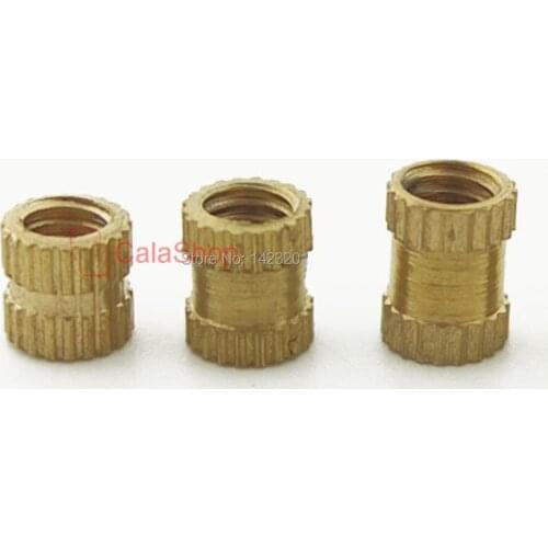100 Pcs / Lot 4MM Brass Metric Thread Knurl Nuts Knurled Copper nuts Fasteners Hardware Accessories