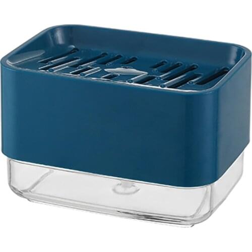 330ml Soap Dispenser for Kitchen + Sponge Holder, Dishwashing Soap Dispenser 2 in 1 Countertop Soap Dispenser Container Box