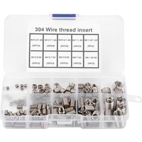 2021 New 150pcs Stainless Steel Helicoil Thread Repair Insert Kit M3 M4 M5 M6 M8 Nut Kit Crew Sleeve Set Replacement