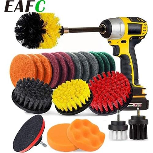 22Pcs/set Auto Drill Brush Scrub Pads & Sponge Power Scrubber Brush with Long Attachment Clean for Car Home Kitchen Bathroom
