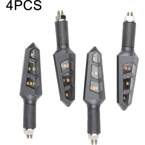 4 Pcs 12V Yellow Motorcycle Turn Signal Light 6 LED Flashing Motorbike Indicator Blinker Moto Waterproof Tail Lights Signal Lamp