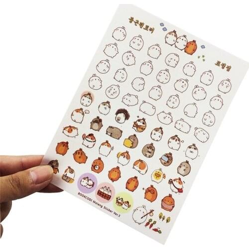 6 Sheets/set Lovely Rabbit Decorative Stickers Kids Home Wall Decor Cute Animal Stickers Creative Decor DIY Cartoon Stickers