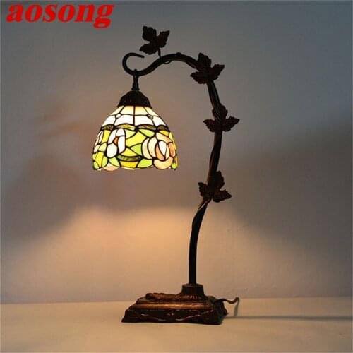 AOSONG Tiffany Table Lamp Contemporary Retro Creative Decoration LED Light For Home