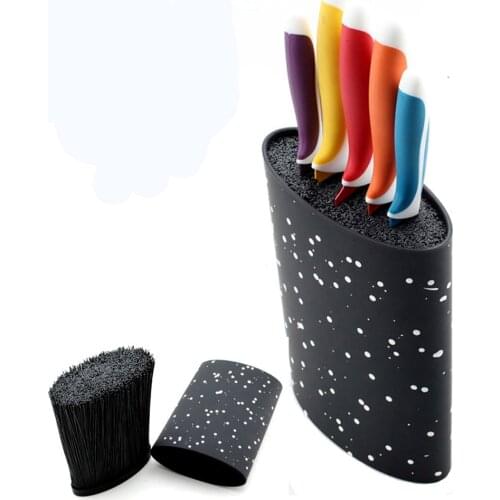 Free Shipping 2015 16X22CM Oval shape plastic universal knife holder for knife with black nylon insert, kitchen knife stand